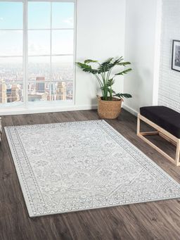 OBSESSIONS - Cream Ethnic Polyester Carpet ideal for Living room and Bedroom