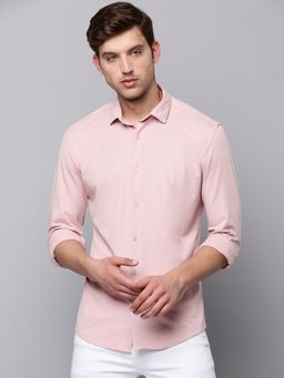 SHOWOFF - Mens Spread Collar Pink Solid Shirt
