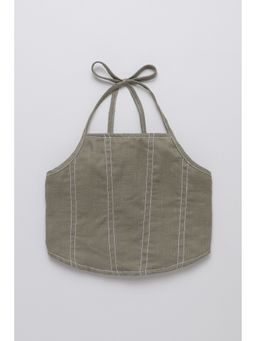 Taffy - Cotton Olive Textured Top