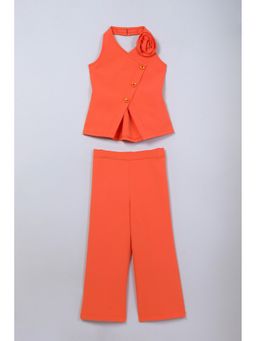 Taffy - Polyester Orange Solid Co-Ord Set