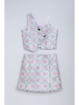 Taffy - Polyester Multi-Color Printed Top with Skirt