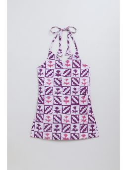 Taffy - Cotton Purple Printed Top