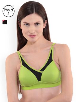 Floret - Pack of 2 Solid Sports Bra - Multi-Color