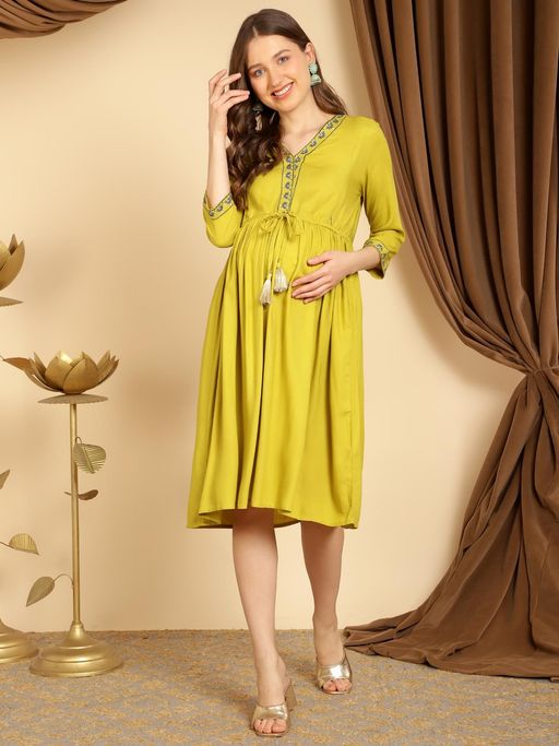 slim fit dress slacks Pinkblush Olive Draped Maternity Maxi main image 0