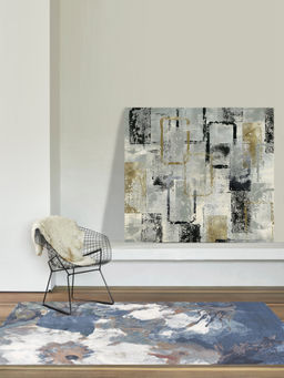 OBSESSIONS - Machine Made Contemporary Bedside Runner, Blue