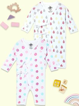 The Mom Store - Infant Romper Pink Drops-Roses (Pack of 2)