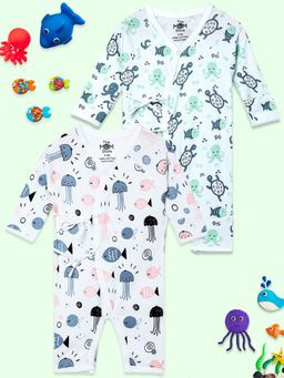 The Mom Store - Infant Romper Turtle Trouble-My Aquarium (Pack of 2)