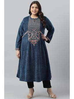W - Blue Floral Winter Kurta