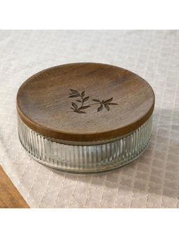 Ellementry - Meissa Glass Roti Casserole with Wooden Lid for Kitchen and Dining Table