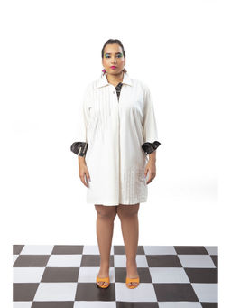 MEESA - Ivory And Black Shirt Dress