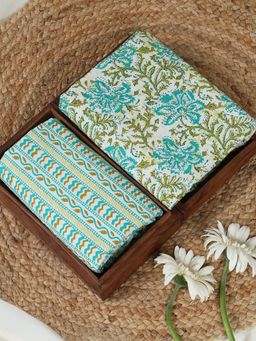 SALWAR STUDIO - Jaipuri Printed Cotton Green Unstitched Kurta with Pant