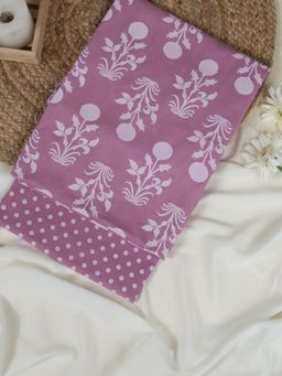 SALWAR STUDIO - Jaipuri Mauve Printed Cotton Unstitched Kurta with Pant
