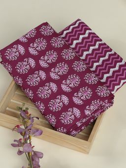 SALWAR STUDIO - Jaipuri Printed Cotton Purple Unstitched Kurta with Pant