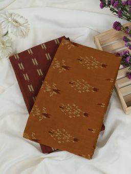 SALWAR STUDIO - Jaipuri Rust Printed Cotton Unstitched Kurta with Pant