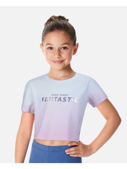 Gini & Jony - Girls Blue Cotton Ombre Half Sleeves Knits Top