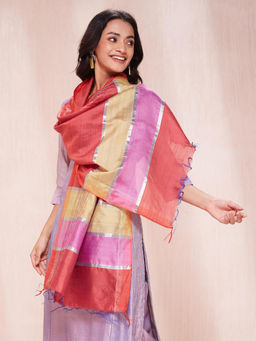Fabindia - Multi Colour Silk Blend Woven Stole