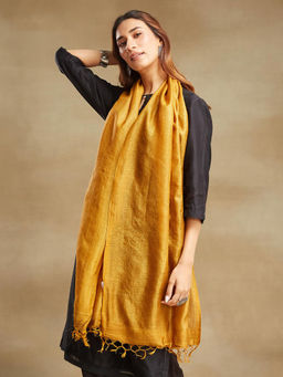 Fabindia - Mustard Silk Woven Stole