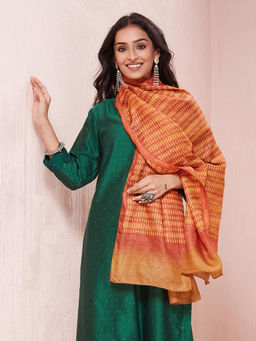 Fabindia - Orange Silk Hand Block Printed Stole
