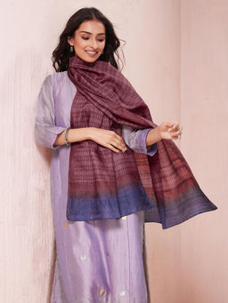 Fabindia - Wine Silk Hand Block Printed Stole