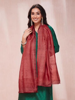 Fabindia - Red Silk Hand Block Printed Stole