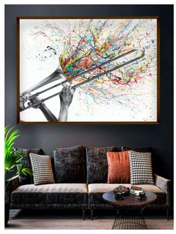 The Art House - White Blue Abstract Framed Wall Painting