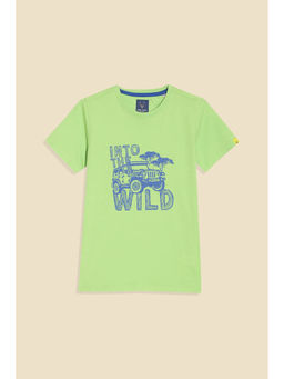 Allen Solly - Boys Green Graphic Print Crew Neck T-Shirt