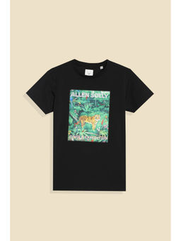 Allen Solly - Boys Black Graphic Print Crew Neck T-Shirt