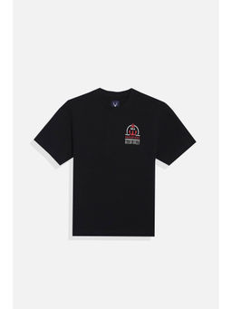 Allen Solly - Boys Black Regular Fit Solid Crew Neck T-Shirt