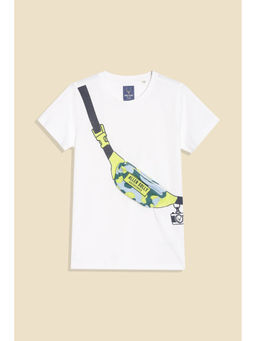 Allen Solly - Boys White Graphic Print Crew Neck T-Shirt