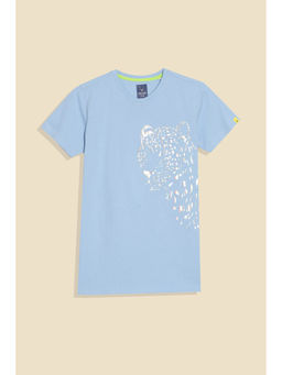 Allen Solly - Boys Light Blue Regular Fit Graphic Print Crew Neck T-Shirt