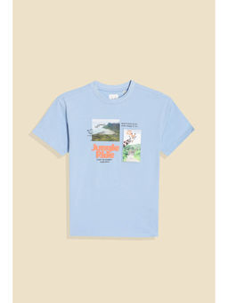 Allen Solly - Boys Light Blue Graphic Print Crew Neck T-Shirt