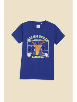 Allen Solly - Boys Blue Graphic Print Crew Neck T-Shirt