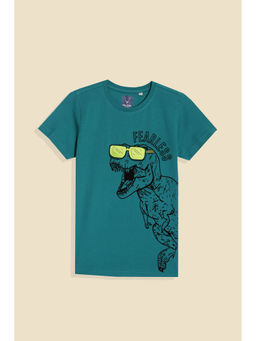 Allen Solly - Boys Teal Graphic Print Crew Neck T-Shirt