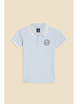 Allen Solly - Boys Light Blue Regular Fit Textured Polo Neck T-Shirt
