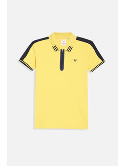 Allen Solly - Boys Yellow Regular Fit Solid Polo Neck T-Shirt