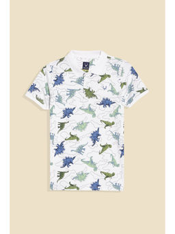 Allen Solly - Boys Multi-Color Regular Fit Print Polo Neck T-Shirt