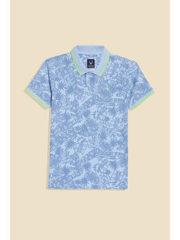 Allen Solly - Boys Light Blue Regular Fit Print Polo Neck T-Shirt
