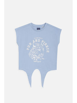 Allen Solly - Girls Light Blue Graphic Print Casual T-Shirt