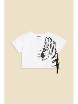 Allen Solly - Girls White Graphic Print Casual T-Shirt