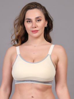 BRACHY - Women Anti Bacterial Full Coverage Lightly Padded Beginners Bra Beige