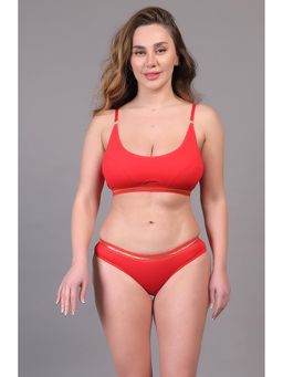 BRACHY - Women Padded Non Wired Lingerie Bra And Panty Red