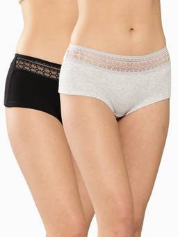 Leading Lady - Womens Solid Mid Rise Hipster Brief Grey (Pack of 2)