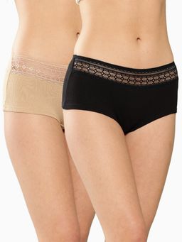 Leading Lady - Womens Solid Mid Rise Hipster Brief Nude (Pack of 2)