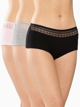 Leading Lady - Womens Solid Mid Rise Hipster Brief Multi-Color (Pack of 3)