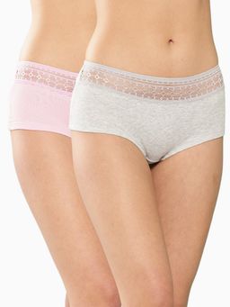 Leading Lady - Womens Solid Mid Rise Hipster Brief Pink (Pack of 2)