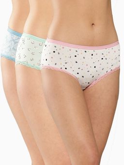 Leading Lady - Womens Printed Mid Rise Hipster Brief Multi-Color (Pack of 3)