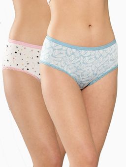 Leading Lady - Womens Printed Mid Rise Hipster Brief Multi-Color (Pack of 2)
