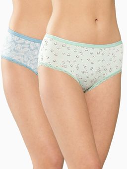 Leading Lady - Womens Printed Mid Rise Hipster Brief Blue (Pack of 2)
