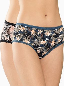 Leading Lady - Womens Printed Mid Rise Hipster Brief Multi-Color (Pack of 2)