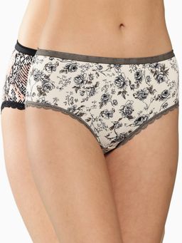 Leading Lady - Womens Printed Mid Rise Hipster Brief Multi-Color (Pack of 2)